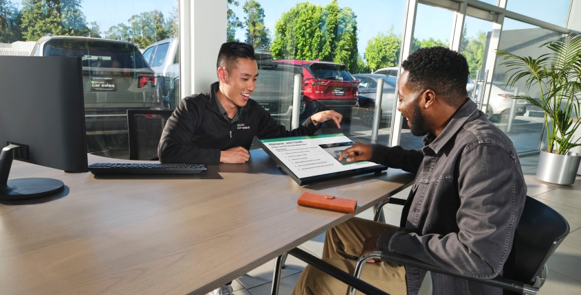 Sales manager with customer